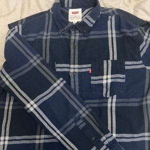 Mens Size: M Navy/White Levi Button-Up Flannel Shirt